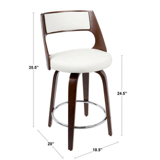 Cecina - Mid-Century Modern Fixed Height Counter Stool With Swivel And Round Footrest (Set of 2)