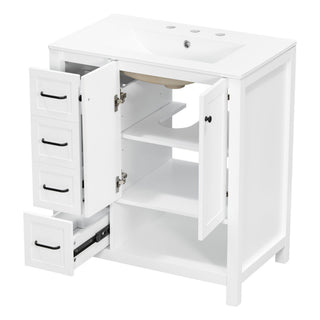 Bathroom Vanity With Sink Top, Bathroom Vanity Cabinet With 2 Doors And 2 Drawers, Open Shelf