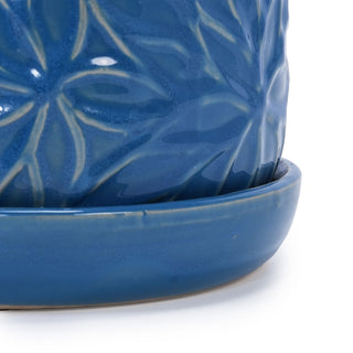 Ceramic Flowerpot, 7" Planter For Patio, Garden, Windowsill (Set of 2) - Antique Navy Blue