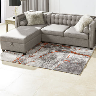 Quarry - 5' X 6.5' Abstract Area Rug - Gray / Orange