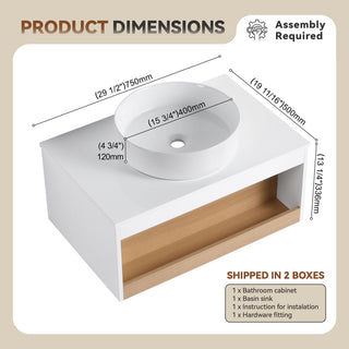 Floating Bathroom Vanity With Glossy Round Vessel Sink