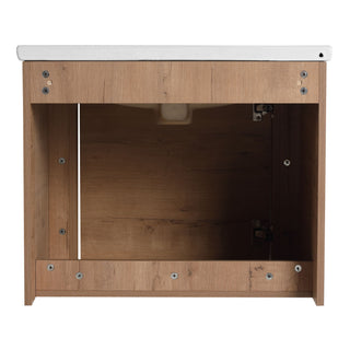 Wall Mounted Bathroom Vanity & Sink, Storage Shelves & Soft Close Door