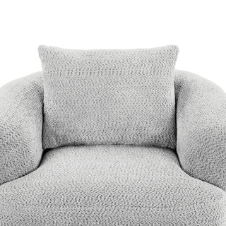 360° Swivel Barrel Sofa Chair With Throw Pillow, Upholstered Accent Chair