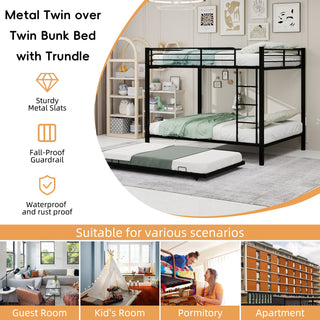 Bunk Bed For Kids, Convertible Frame With Ladders & Guardrail