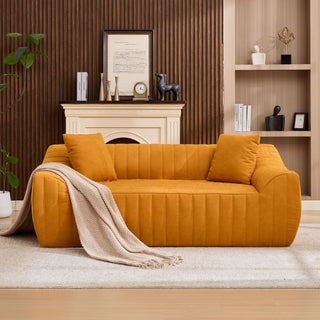 Oversized 2 Seater Loveseat With 2 Decor Throw Pillows, Deep Seat Sofa For Living Rooms