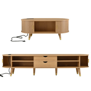 TV Stand & Coffee Table Set With Charging Station
