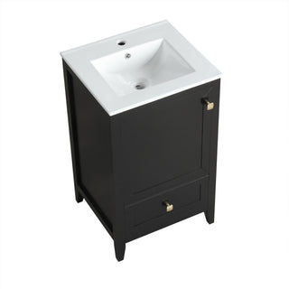20" Bathroom Vanity With Sink Cabinet With Soft Closing Door, Drawer & Storage Rack - Black