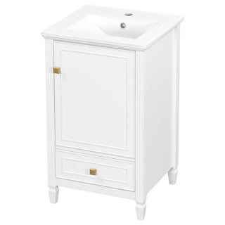 Freestanding Bathroom Vanity With Sink, Soft Closing Door, Drawer Storage - White