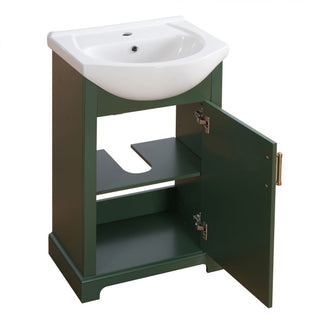 20" Bathroom Vanity With Bulged Sink, Freestanding Single Vanity Set, Soft Close Door