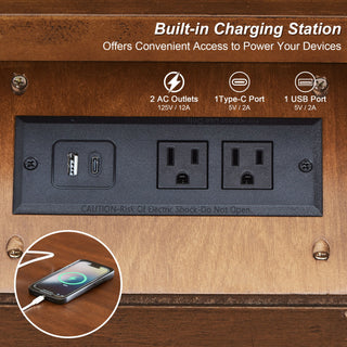 3 Drawer Nightstand With Charging Station, Bedside Table With USB & Type C Port And 2 AC Outlets