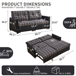 Sleeper Sofa, Expandable Sectional With Ottoman For Living Room