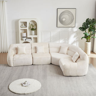 Luxury Curved Corner Sectional Sofa With 4 Pillows