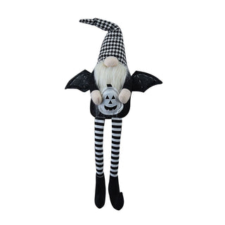 Sitting Gnome With Wings & Plaid Hat, For Halloween Decor