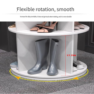 8 Tier Rotating Shoe Rack Tower, 360 Degree Spinning Shoe Organizer And Storage Carousel For Closet Or Entryway - White