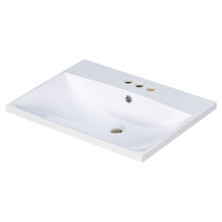 Bathroom Vanity Top, Rectangular Undermount Sink With 3 Faucet Holes, 4" Centerset Compatible - White