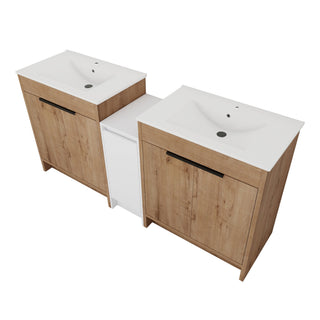Freestanding Bathroom Vanity & Sink, Storage Cabinets, Soft Closing Doors
