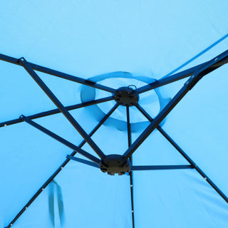 Double- Sided Outdoor Market Umbrella With Lights And Base