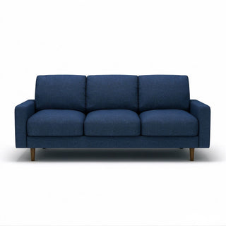 3 Seater Sofa With Loose Back Cushions And Accent Pillows For Living Room - Dark Blue