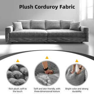 3 Seat Sofa, Deep Seat Couches With Soft Pillows And 1 Ottomans, Convertible Sofa Lounge Chair, For Living Room - Gray