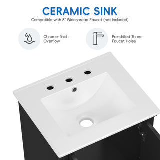 20" Bathroom Vanity With Sink Cabinet With 2 Doors, 2 Drawer, Magnetic Door Stopper, Adjustable Feet, Drop In Sink - Black