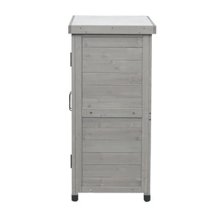 Potting Bench With Storage Cabinet And Metal Table Top For Outdoor
