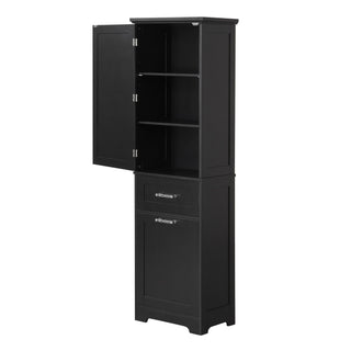 Tall Freestanding Bathroom Storage Cabinet With Adjustable Shelf And 2 Drawers