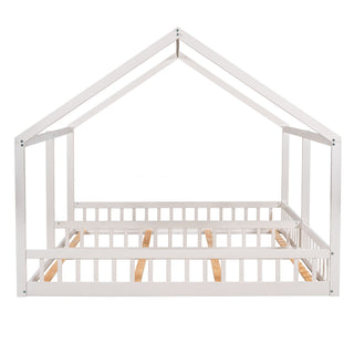 House Platform Beds, 2 Shared Beds, Metal Frame With Guardrails