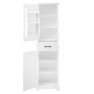 Tall Freestanding Bathroom Storage Cabinet With 2 Doors And Adjustable Shelves