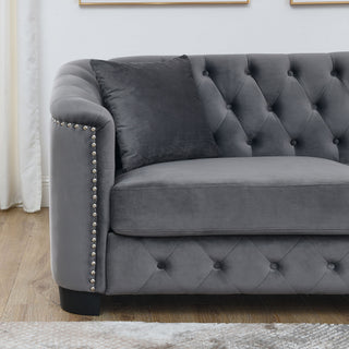 Modern Chesterfield Sofa With Tufted Backrest For Living Room
