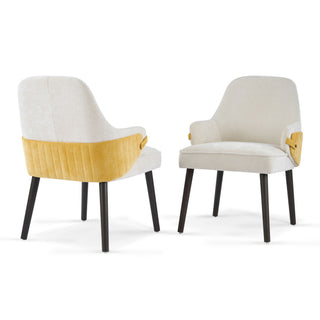 Indoor Dining Chair (Set of 2) With Sturdy Frame - Beige / Yellow