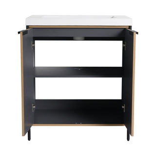 Modern Freestanding Bathroom Vanity With Resin Sink & Soft Close Cabinet Doors