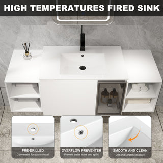 Wall Mounted Bathroom Vanity With Sink, Cabinet & Half Door