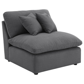 6 Piece Upholstered Modular Sectional Sofa With Reversible Cushions And Ottoman - Charcoal