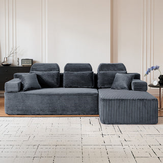 Sectional Sleeper Sofa & Storage Pockets, Modular Couch With Throw Pillows For Living Room