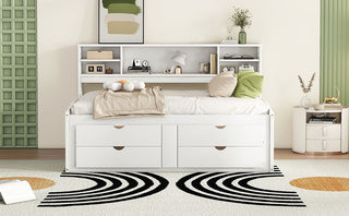 Daybed With 2 Bedside Cabinets, Upper Shelves And 4 Drawers