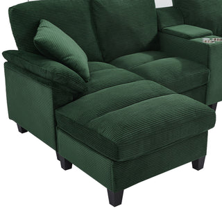 Modern U - Shaped Sectional Sofa With Storage Ottomans, USB Ports, And Cup Holders