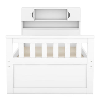 Captain Platform Bed Frame With Storage Bookcases, Shelves, And 4 Drawers