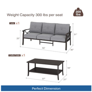 Patio Furniture Set, Coffee Table And Cushions For Backyard