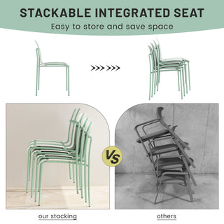 Single Chairs With Color Blocking Design (Set of 4) - Haze Green / White