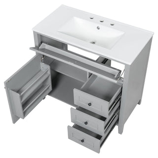Bathroom Vanity With Sink, Cabinet With 3 Drawers And Adjustable Shelf