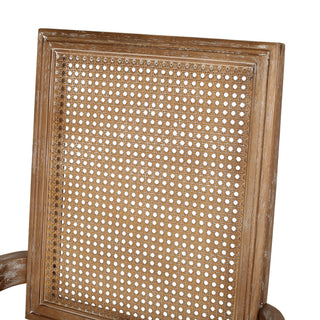 Upholstered Dining Chair With Cane Backrest