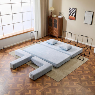 Convertible Floor Sofa Bed With Pillow Back Support Armrest