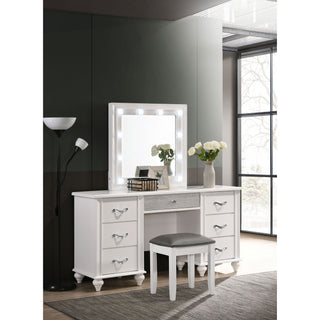Charlotte - 7 Drawer Vanity Desk With LED Mirror - White