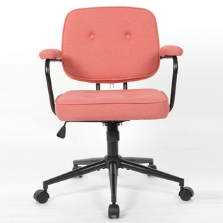 Office Swivel Desk Chair With Curved Armrest, Soft Upholstered Task Chair - Pink