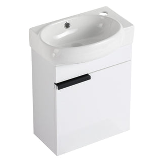 Wall Mounted Bathroom Vanity With Sink And Storage Rack, Soft Close Doors