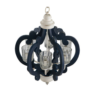 Wood Chandelier 6 Light Farmhouse Pendant Lighting Wood Hanging Light Fixture For Kitchen Living Dining Room, Bulb Not Included - Cream