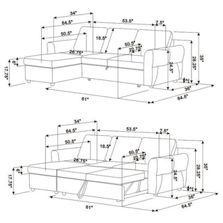 Kenna- Sleeper Sectional Sofa With Storage Ottoman