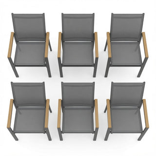 Outdoor Patio Chairs, Ergonomic (Set of 6) - Gray