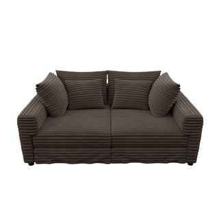 Deep Seat Convertible Sofa With Soft Pillows And Ottomans
