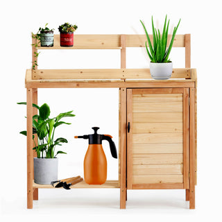Outdoor Potting Bench Table With Sink, Garden Workstation